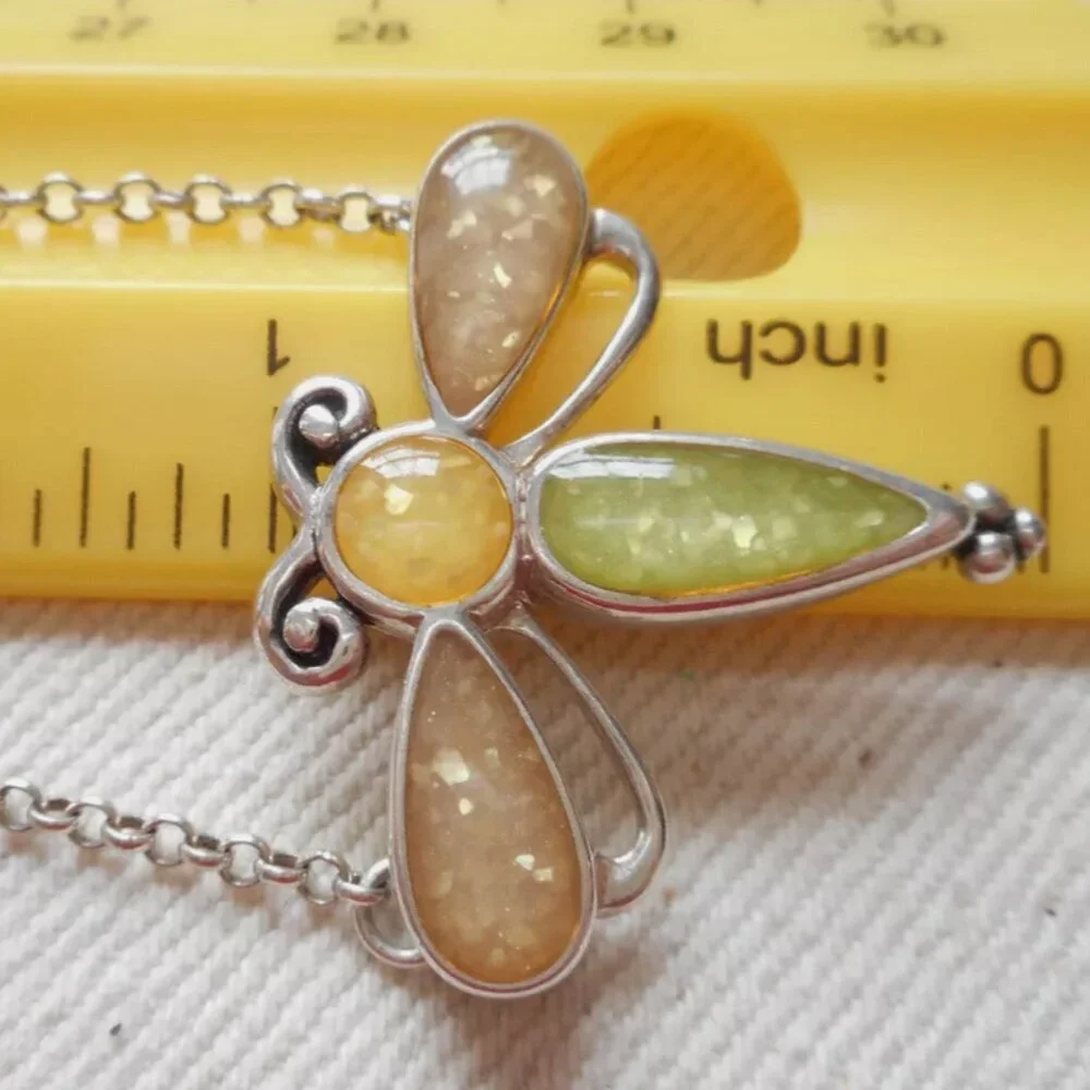 VTG Carolyn Pollack Relios 925 Sterling Silver Dragonfly Necklace 6.12g